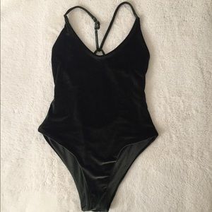 Esmerald green velvet bodysuit